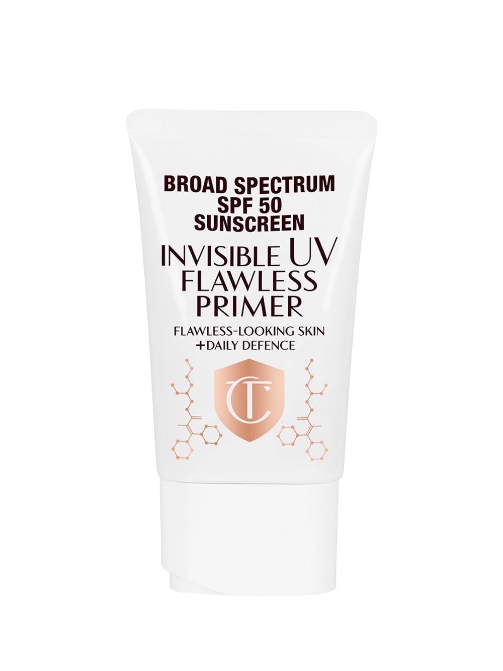 Charlotte Tilbury Invisible UV Flawless Primer SPF 50 - White, Rose Gold Accents